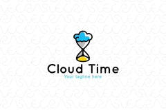 Cloud Time - Abstract Sand Clock Stock Logo Template