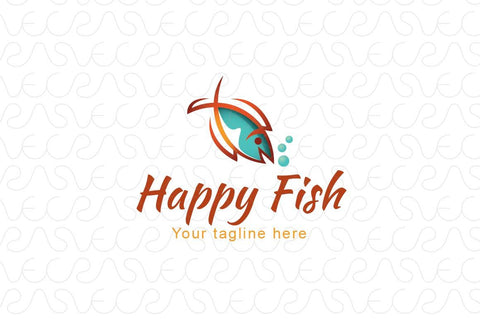 Happy Fish - Sea Creature Stock Logo Design