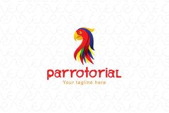 Parrotorial - Colourful Wild Bird Stock Logo Template of Macaw Parrot