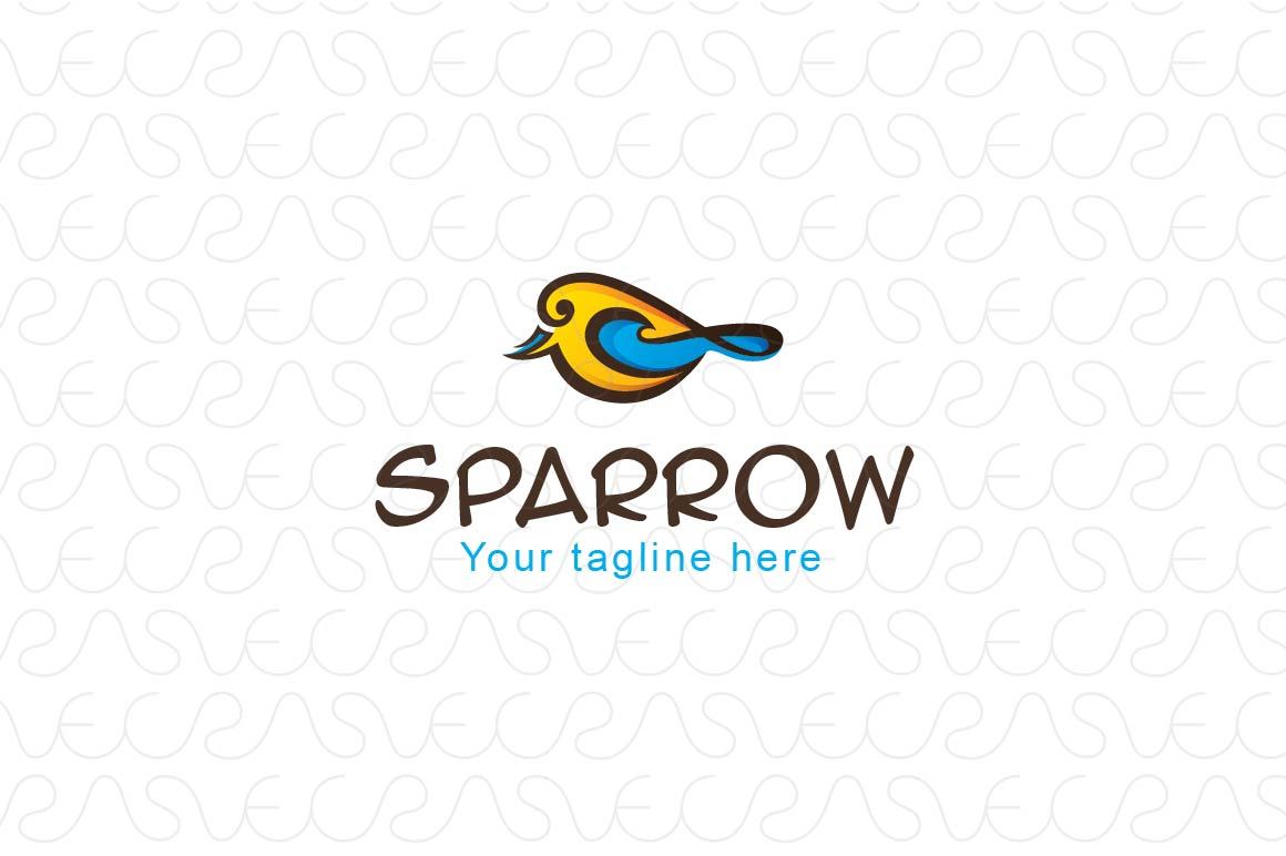 Sparrow - Continuous Line Cute Little Bird Stock Logo Template