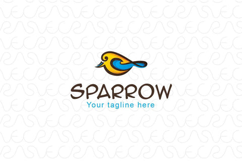 Sparrow - Continuous Line Cute Little Bird Stock Logo Template