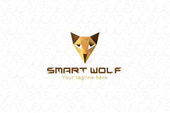 Smart Wolf - Wild Animal Abstract Geometrical Stock Logo Template 