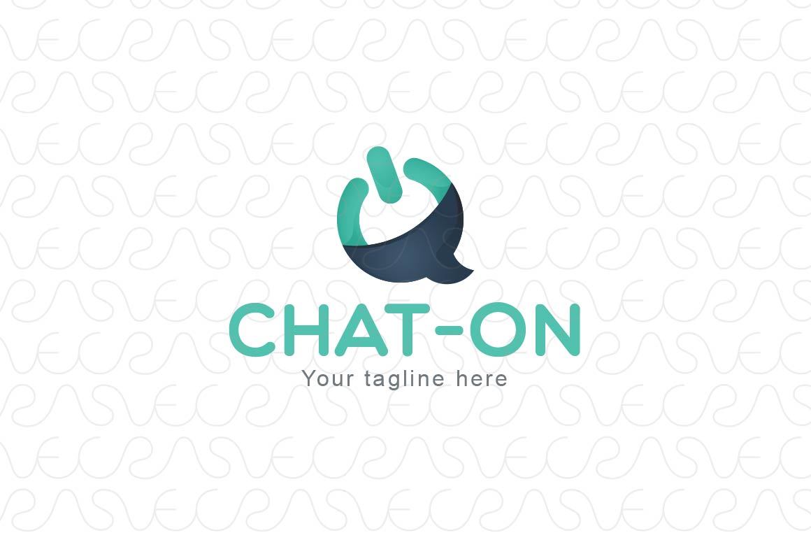 Chat On - Abstract Power Button with Chat Bubble Stock Logo Template