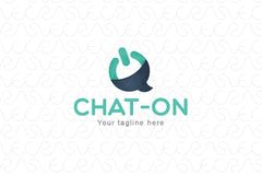 Chat On - Abstract Power Button with Chat Bubble Stock Logo Template