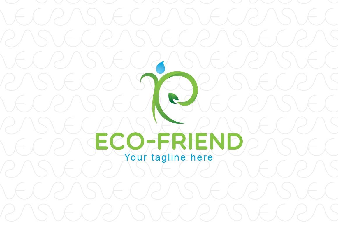Eco - Friend - Abstract Water Drop and Plant Figure Stock Logo Template of Nature & Environment