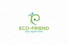 Eco - Friend - Abstract Water Drop and Plant Figure Stock Logo Template of Nature & Environment