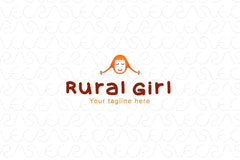 Rural Girl - Cute Village Girl Logo Design Template