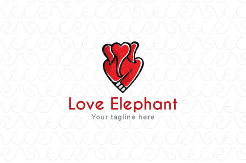 Love Elephant - Creative Heart Shape Animal Stock Logo Template