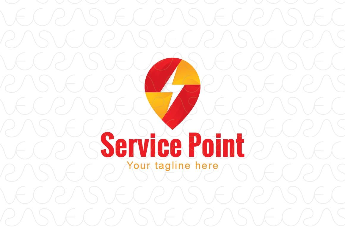 Service Point - Energy Spark Stock Logo Template of Address Marker Icon