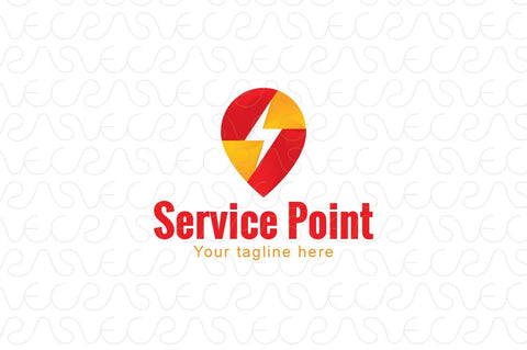 Service Point - Energy Spark Stock Logo Template of Address Marker Icon