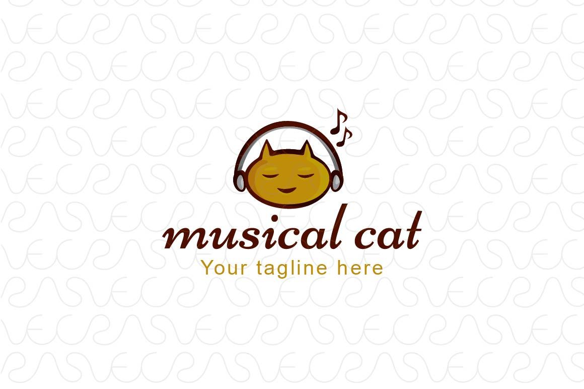 Musical Cat - Cute Animal Abstract Stock Logo Template
