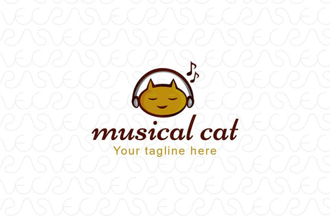 Musical Cat - Cute Animal Abstract Stock Logo Template