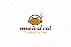 Musical Cat - Cute Animal Abstract Stock Logo Template
