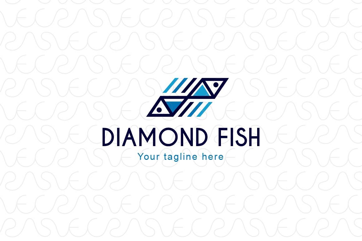 Diamond Fish - Abstract Geometrical Fishes Stock Logo Template 
