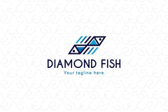 Diamond Fish - Abstract Geometrical Fishes Stock Logo Template 