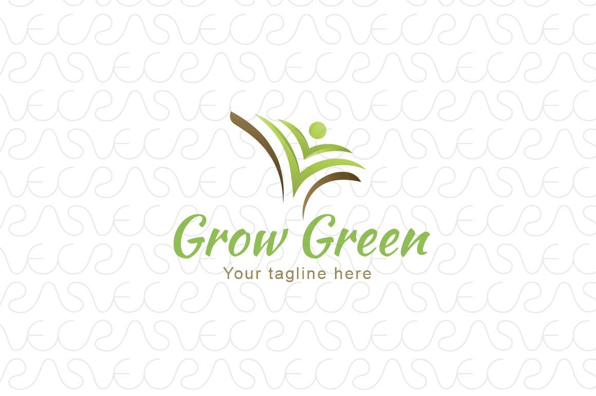 Grow Green - Simple Abstract Compositional Tree & Human Iconic Stock Logo Template