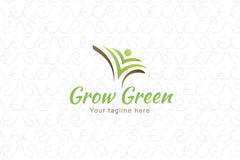 Grow Green - Simple Abstract Compositional Tree & Human Iconic Stock Logo Template