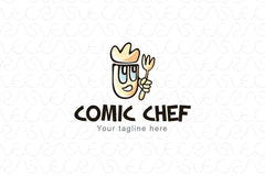 Comic Chef - Cute Cook Stock Logo Template for Restaurant