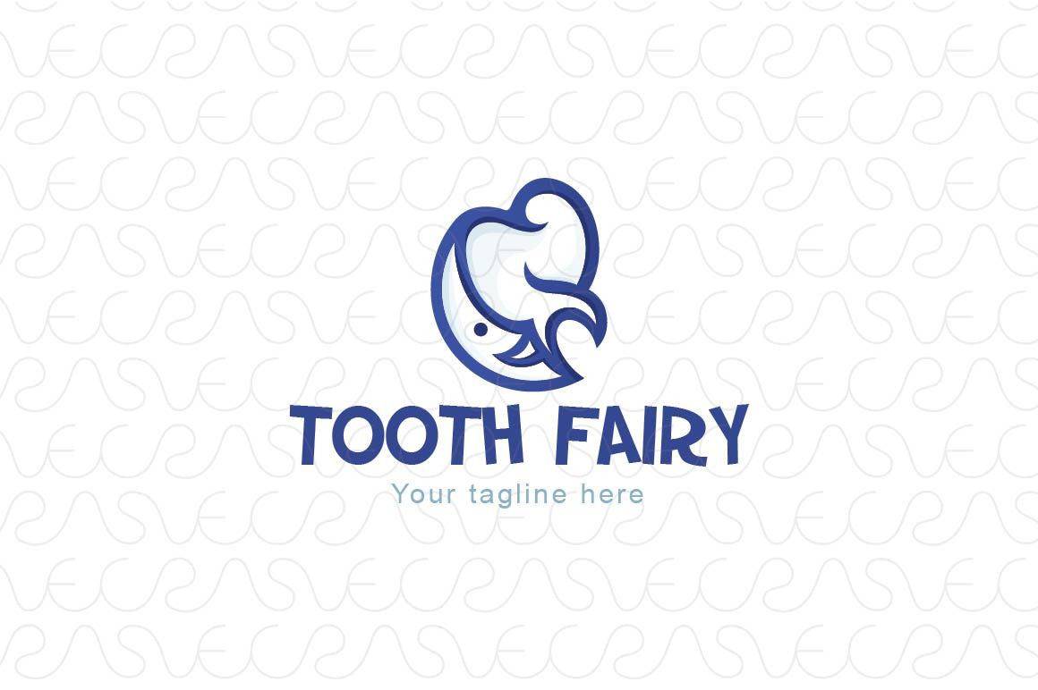 Tooth Fairy - Molar & Smiling Moon Stock Logo Template for Child Oral Care
