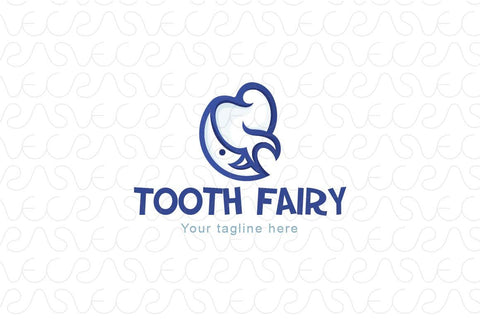 Tooth Fairy - Molar & Smiling Moon Stock Logo Template for Child Oral Care