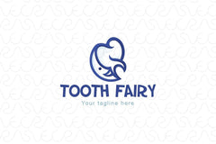 Tooth Fairy - Molar & Smiling Moon Stock Logo Template for Child Oral Care