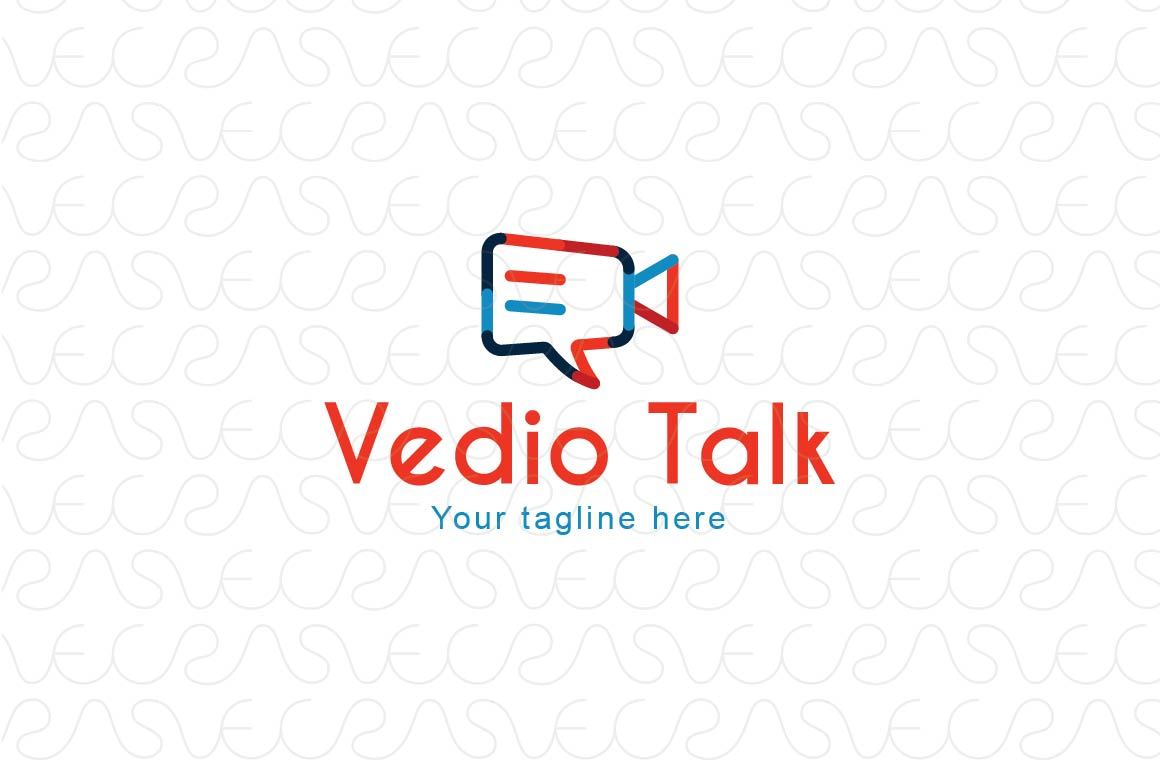 Video Talk - Chat Icon with Movie Camera Stock Logo Template for Blog & App