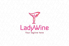 Lady Wine - Figurative Stock Logo Template for Bar & Restaurant