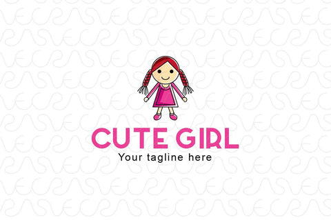Cute Girl - Little Kid Logo Design Template