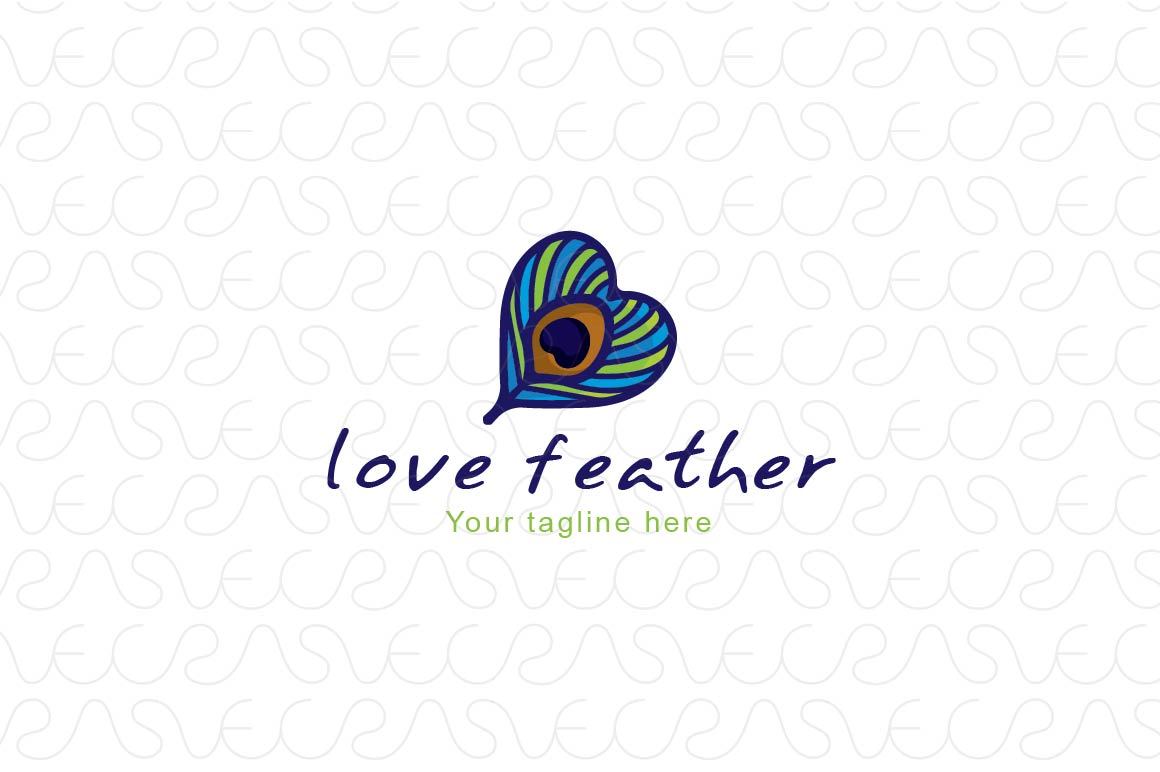 Love Feather - Peacock Bird Quill Creative Stock Logo Template