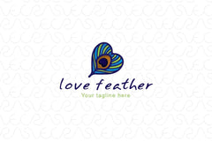 Love Feather - Peacock Bird Quill Creative Stock Logo Template