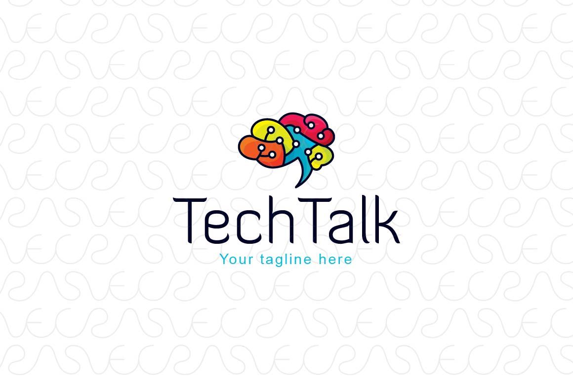 Tech Talk - Technical Brain Logo Design Template for Artificial Intelligence