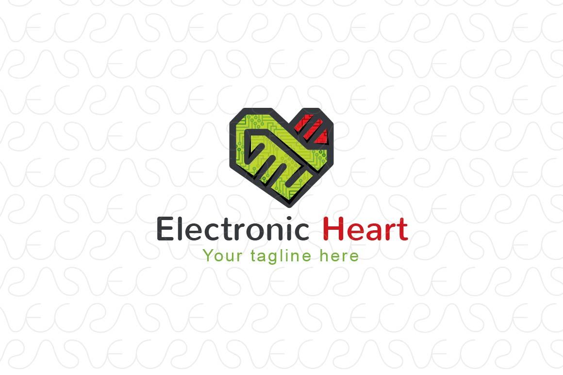 Electronic Heart - Circuit Chip Iconic Stock Logo Template