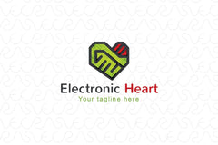 Electronic Heart - Circuit Chip Iconic Stock Logo Template
