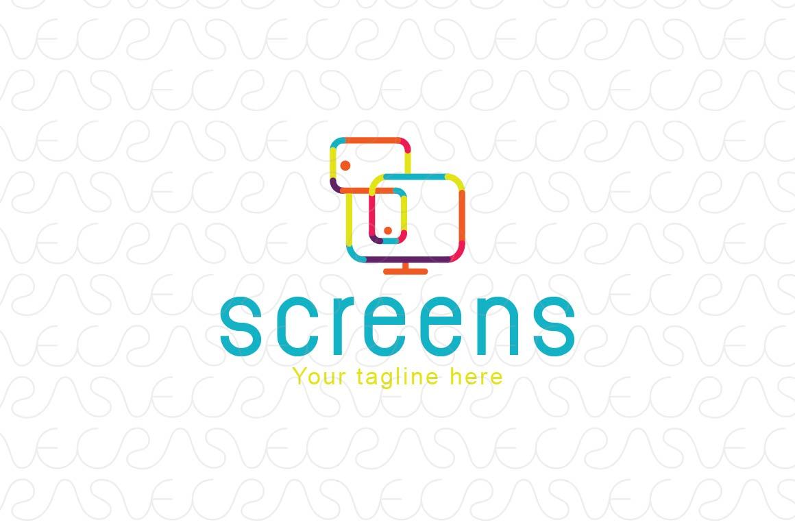 Screens - Mobile Tablet Desktop Iconic Stock Logo Template for Responsive Web Graphic Designs