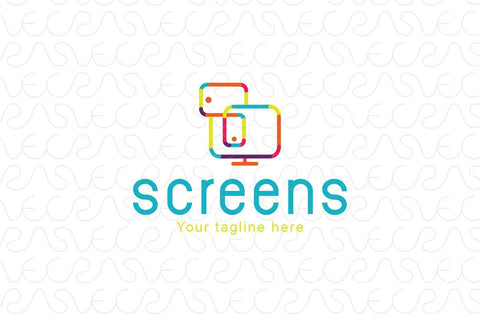 Screens - Mobile Tablet Desktop Iconic Stock Logo Template for Responsive Web Graphic Designs