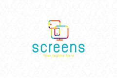 Screens - Mobile Tablet Desktop Iconic Stock Logo Template for Responsive Web Graphic Designs