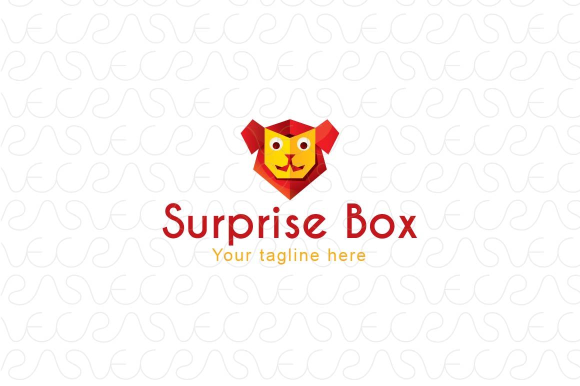 Surprise Box  - Cute Lion Stock Logo Template