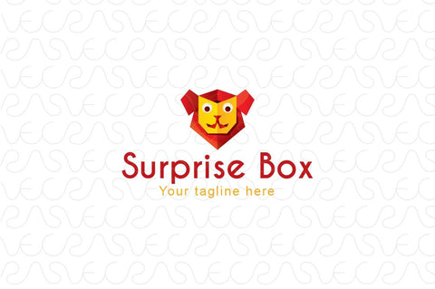 Surprise Box  - Cute Lion Stock Logo Template