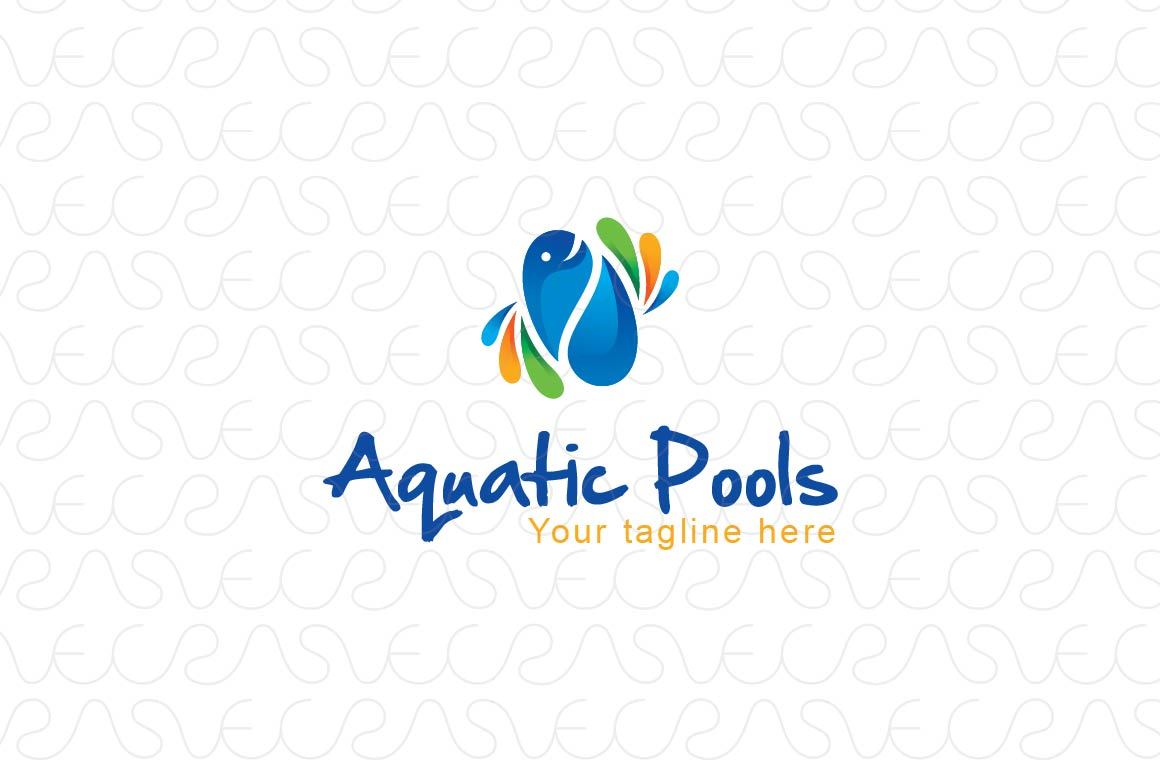 Aquatic Pools - Fish And Water Abstract Stock Logo Template for Spa and Entertainment