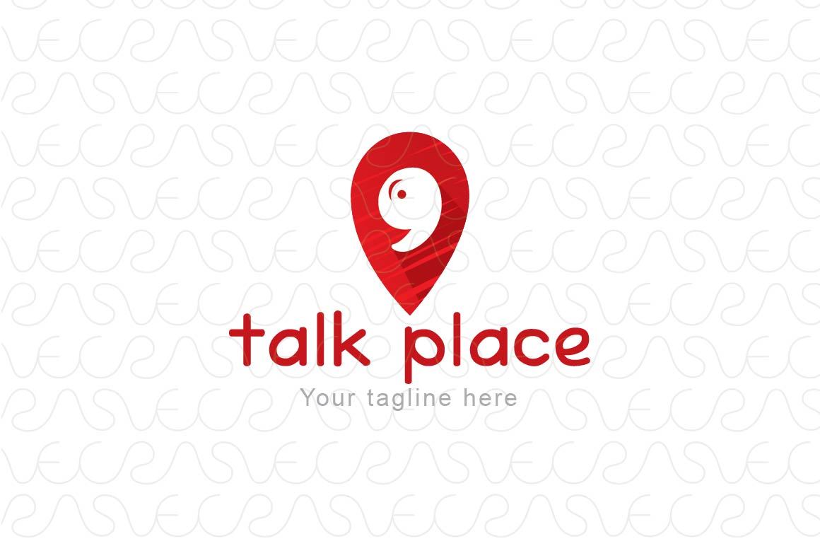 Talk Place - Address Marker & Speech Bubble Symbolic Design Stock Logo Template 