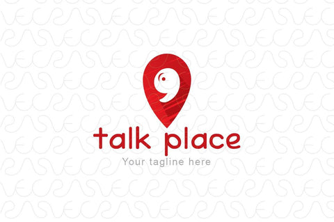 Talk Place - Address Marker & Speech Bubble Symbolic Design Stock Logo Template