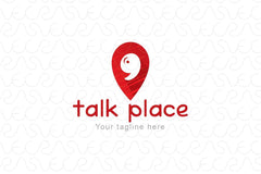 Talk Place - Address Marker & Speech Bubble Symbolic Design Stock Logo Template 