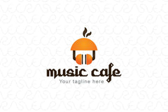 Music Café - Abstract Iconic Stock Logo Design for Creative Field