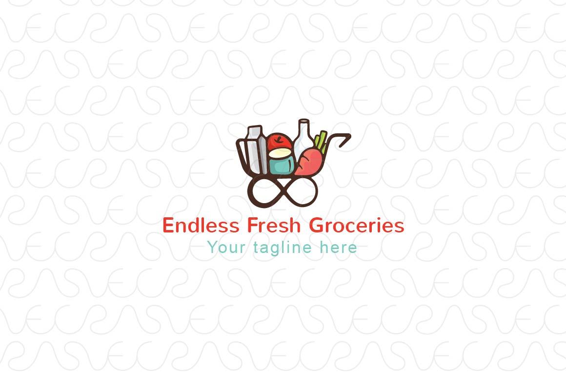 Endless Fresh Groceries - Shopping Cart Stock Logo Template