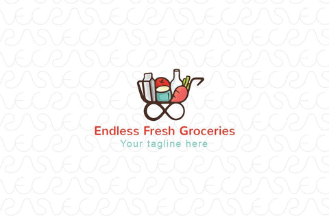 Endless Fresh Groceries - Shopping Cart Stock Logo Template