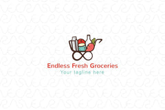 Endless Fresh Groceries - Shopping Cart Stock Logo Template