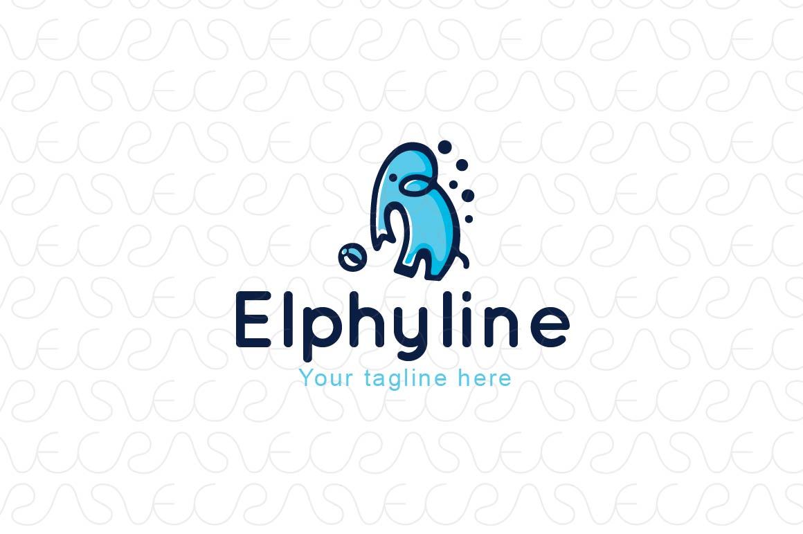 Elphyline - Cute Kid Elephant Stock Logo Template of Animal