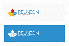 Reunion - Birds and Maple leaf Stock Logo Template for National Unity and Collaboration