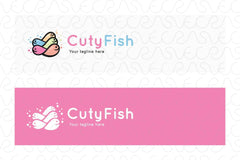 Cuty Fish - Bubbly Fishes Stock Logo Template for Gentle Care & Happiness
