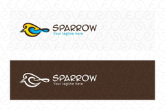 Sparrow - Continuous Line Cute Little Bird Stock Logo Template